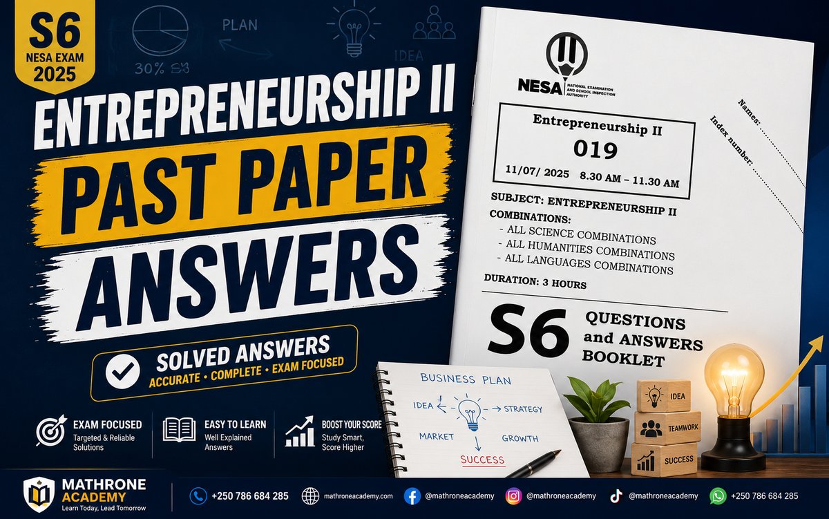 S6 Entrepreneurship II 2025 Past Paper: Full Solutions