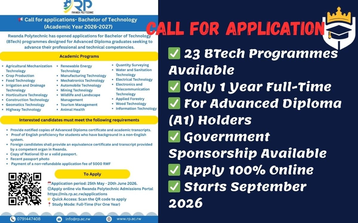 Rwanda Polytechnic BTech 2026-2027. Full details explained