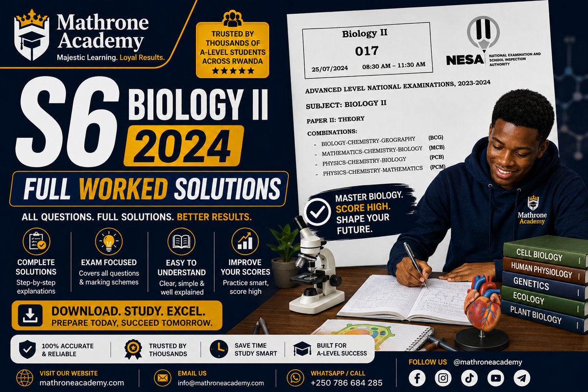 S6 Biology II 2024 Full worked Solutions