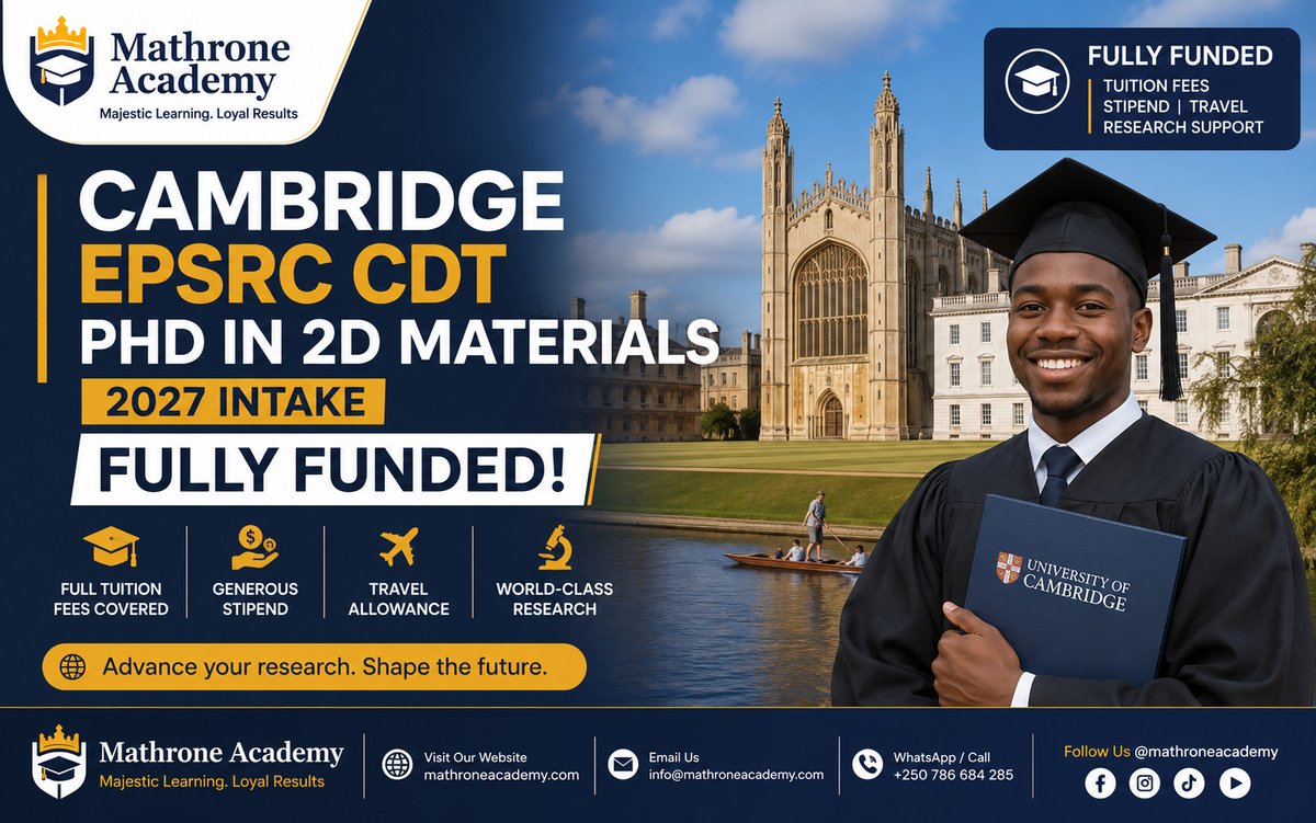 Cambridge EPSRC CDT PhD in 2D Materials 2027 (Fully Funded)